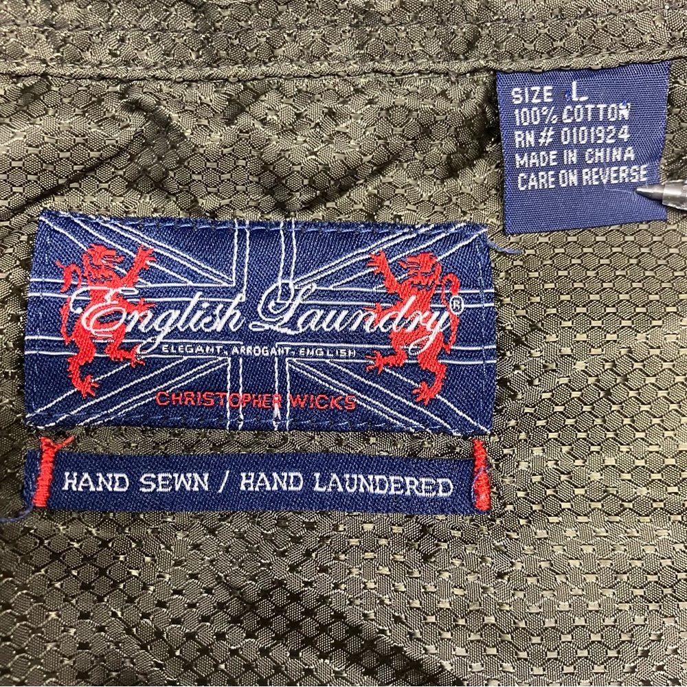 English Laundry Hand Sewn Green & Blue Plaid Button Shirt with Epaulets, - L - Picture 3 of 7